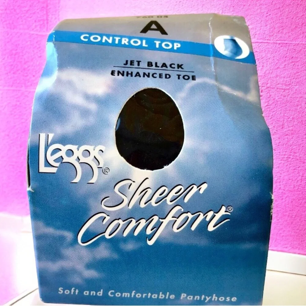 Leggs Sheer Energy Pantyhose Jet Black Control Top Enhanced Toe size A